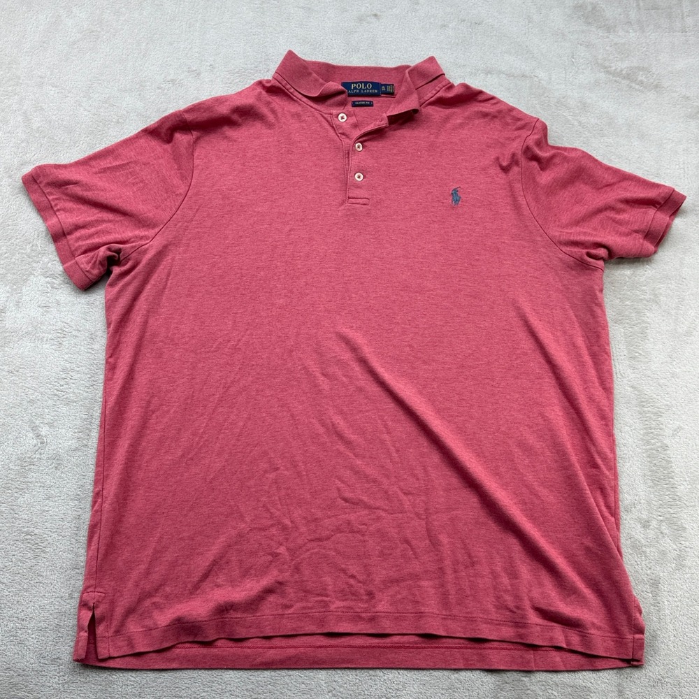 Polo Ralph Lauren Polo Shirt Mens XL Red Classic Fit Short Sleeve Stretch Preppy